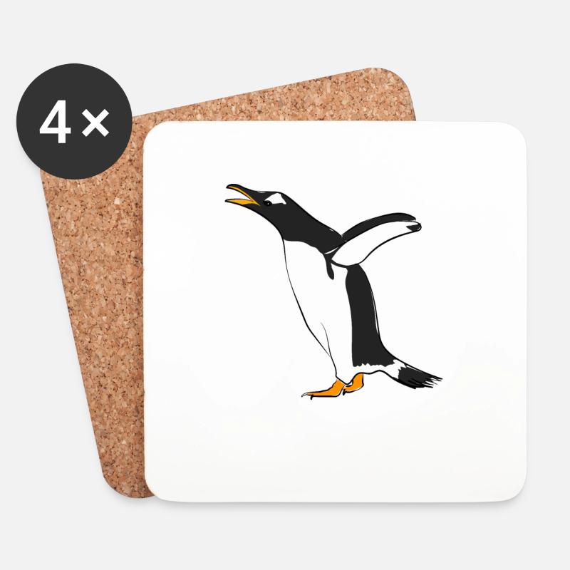 Pinguin - Untersetzer (4er-Set) - Weiß