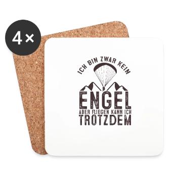 Paragliding Ich Bin Kein Engel Trotzdem Fliegen - Untersetzer (4er-Set) - Weiß - Vorne