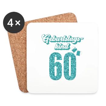 60. Geburtstag 60 Jahre 60er Geburtstagskind - Untersetzer (4er-Set) - Weiß - Vorne