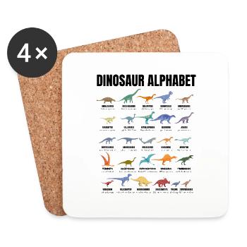 Dinosaur Alphabet - Types Of Dinosaurs - Dino - Dessous de verre (lot de 4) - blanc - Devant