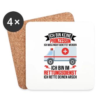 Rettungsdienst Geschenk Notarzt Medizin - Untersetzer (4er-Set) - Weiß - Vorne