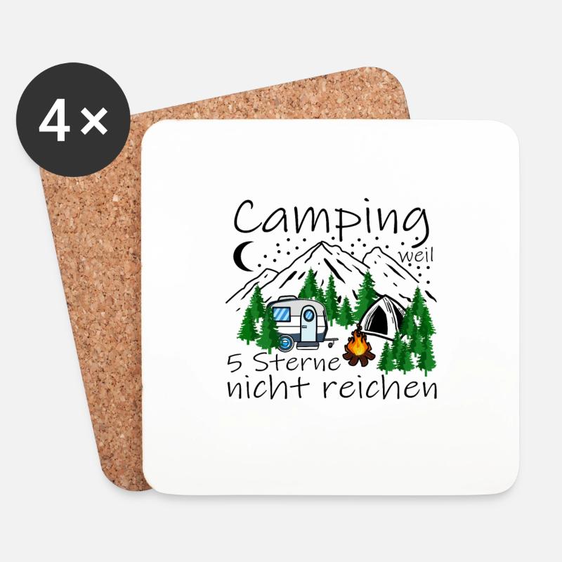 Camping weil 5 Sterne nicht reichen - Untersetzer (4er-Set) - Weiß