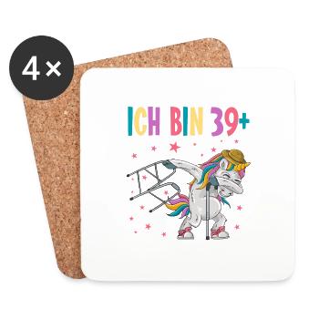 40 Jahre Einhorn ich bin 39+ 40. Geburtstag - Untersetzer (4er-Set) - Weiß - Vorne