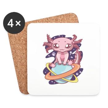 Space Axolotl Kawaii Pastel Goth, Japon Anime - Dessous de verre (lot de 4) - blanc - Devant