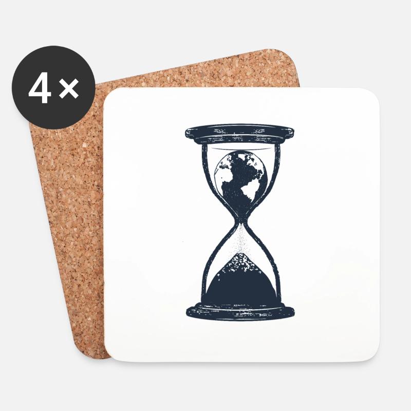 Erde Umwelt Sanduhr Umweltverschutzung Globus - Untersetzer (4er-Set) - Weiß