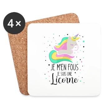 Je M'en Fous Je Suis Une Licorne - Dessous de verre (lot de 4) - blanc - Devant