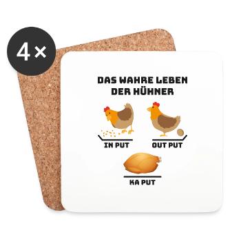 Das wahre leben der hühner Landleben Geschenk - Untersetzer (4er-Set) - Weiß - Vorne