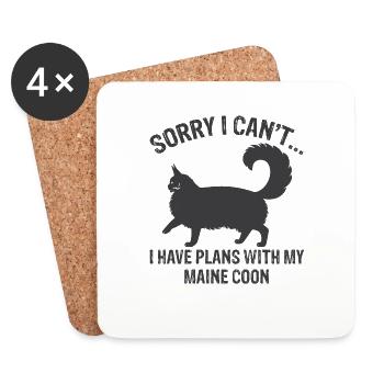 Maine Coon Mainecoon Wildcat Longhair - Coasters (set of 4) - white - Front