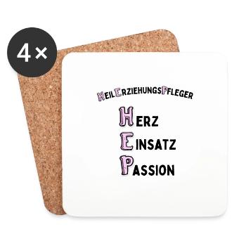 Heilerziehungspfleger mit Hetz Einsatz und Passion - Untersetzer (4er-Set) - Weiß - Vorne