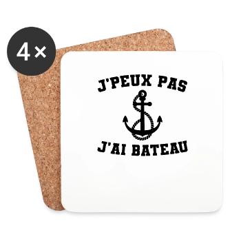 Je Peux Pas J'ai Bateau Cadeau Marin - Dessous de verre (lot de 4) - blanc - Devant