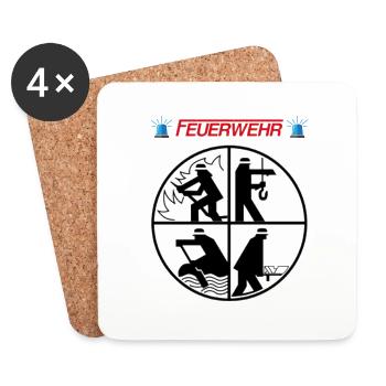 Feuerwehr Logo "retten löschen bergen schützen" - Untersetzer (4er-Set) - Weiß - Vorne