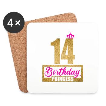 14th Birthday 14 years 14th Birthday Princess - Coasters (set of 4) - white - Front