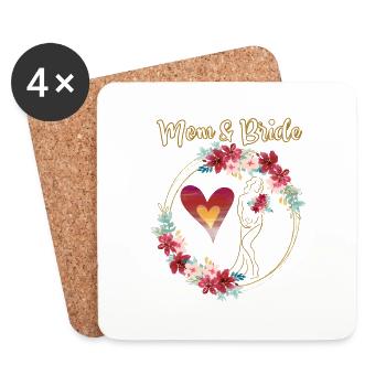 Braut, Geschenk, Hochzeit, Mutter, Schwanger - Untersetzer (4er-Set) - Weiß - Vorne