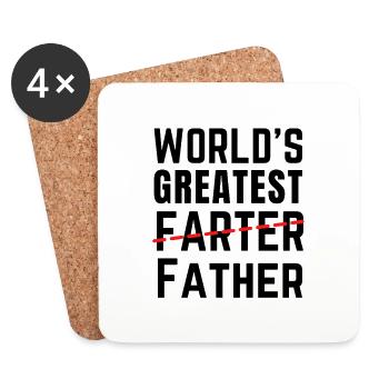 WORLD’S GREATEST FARTER - FATHER - FATHER’S DAY - Dessous de verre (lot de 4) - blanc - Devant