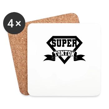 Super Tonton, Oncle - Dessous de verre (lot de 4) - blanc - Devant