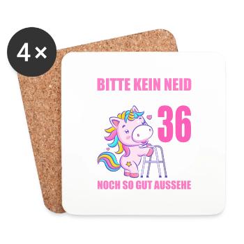 Bitte kein Neid 36 Jahre Einhorn 36. Geburtstag - Untersetzer (4er-Set) - Weiß - Vorne