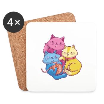 Pansexual Kawaii Cat, Anime Art Pan Pride - Untersetzer (4er-Set) - Weiß - Vorne