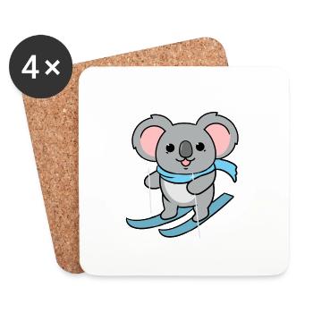 Koala-Skifahren - Untersetzer (4er-Set) - Weiß - Vorne