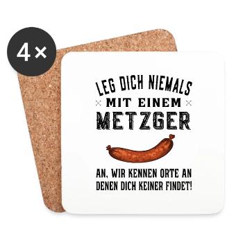 Fleischer und Schlachter - Metzger Wurst - Untersetzer (4er-Set) - Weiß - Vorne