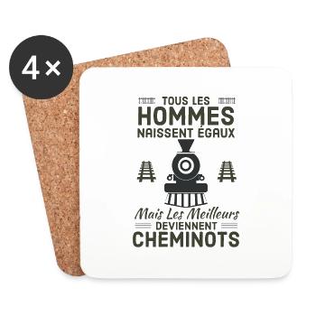 Cheminot - Dessous de verre (lot de 4) - blanc - Devant