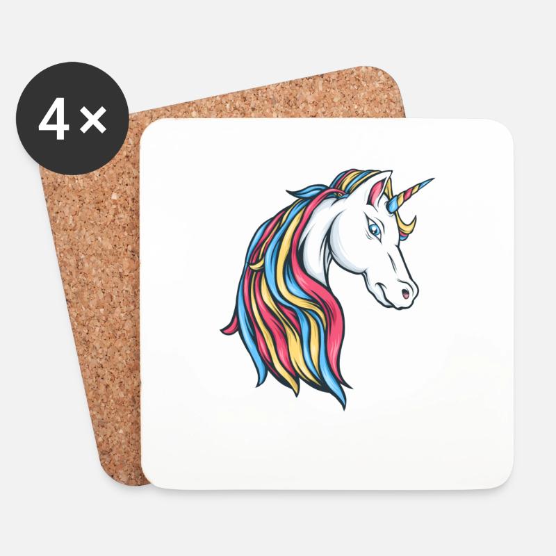 Regenbogen Einhorn Unicorn Rainbow bunte Einhörner - Untersetzer (4er-Set) - Weiß