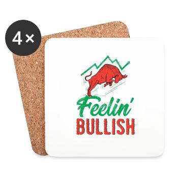 Stock Exchange Feelin Bullish Forex Trading Stock - Coasters (set of 4) - white - Front