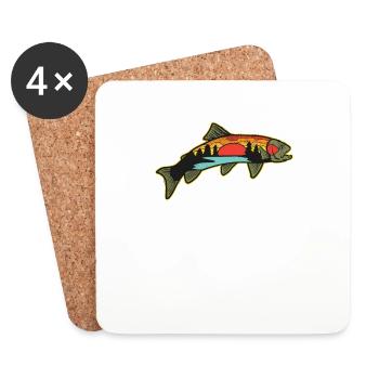 Pêche Pêcheur Pêche à la truite arc-en-ciel Pêche - Dessous de verre (lot de 4) - blanc - Devant