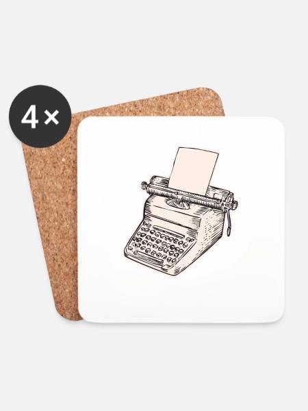 vintage schreibschrift, Schreibmaschine - Untersetzer (4er-Set) - Weiß