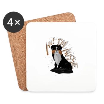 Ich bin ein Aussie Australian Shepard Hund - Untersetzer (4er-Set) - Weiß - Vorne