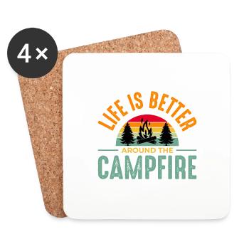 Camping Camping Nature Freedom Holiday Holidays - Coasters (set of 4) - white - Front