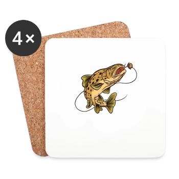 Fishing Gift Trout Fishing Rainbow Trout - Coasters (set of 4) - white - Front
