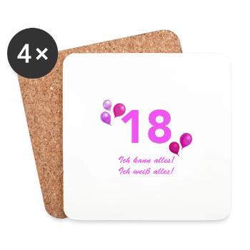 Endlich 18 Ich Kann Alles - Untersetzer (4er-Set) - Weiß - Vorne