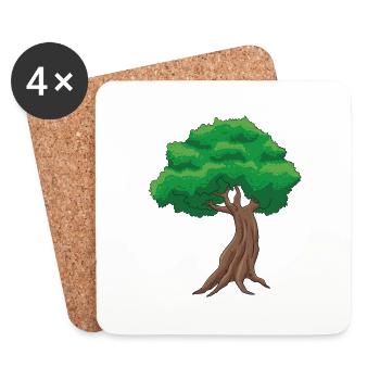 Bonsai Baum - Untersetzer (4er-Set) - Weiß - Vorne