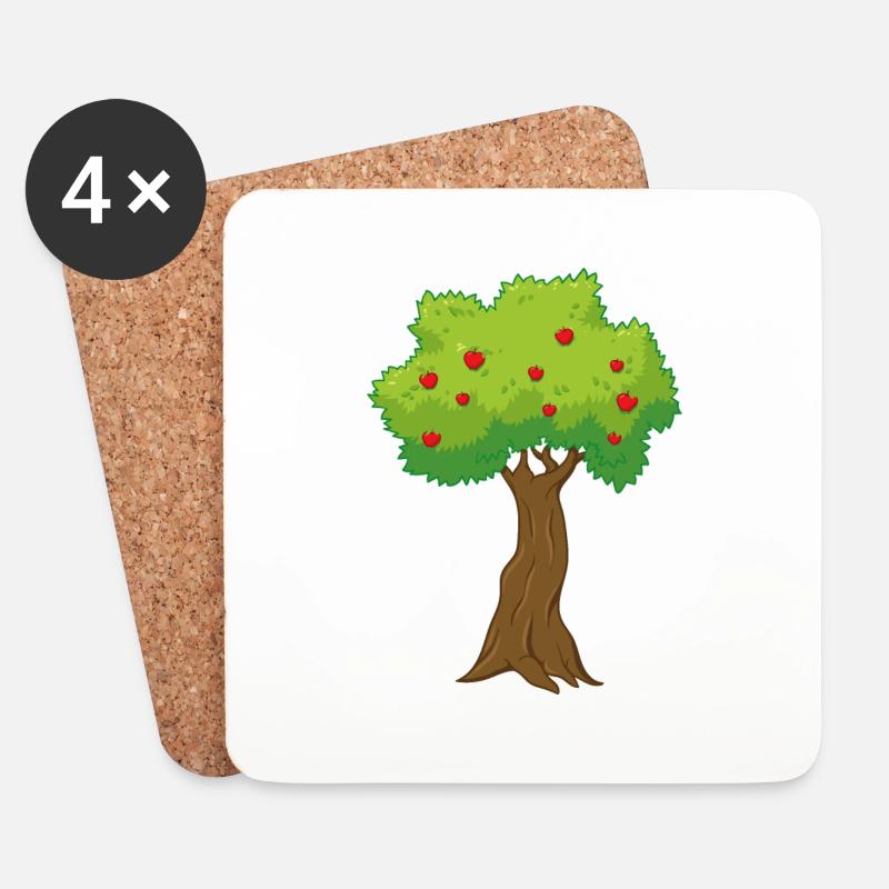 Apfelbaum - Untersetzer (4er-Set) - Weiß