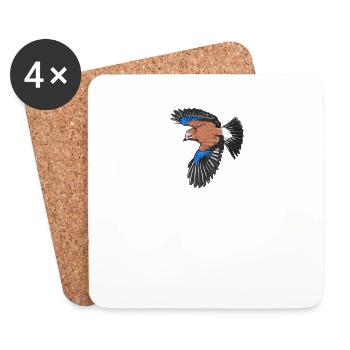 Jay I bird hunter forest motif for - Coasters (set of 4) - white - Front