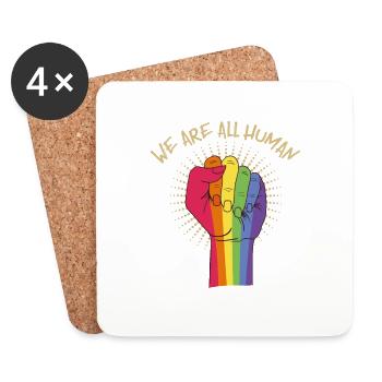 Gay Pride LGBTQ Nous sommes tous les hommes cadeau - Dessous de verre (lot de 4) - blanc - Devant