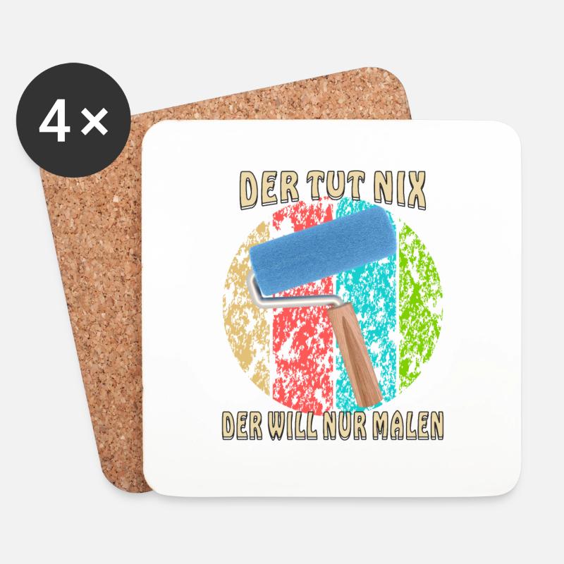 MALER DER TUT NIX DER WILL NUR MALEN - Untersetzer (4er-Set) - Weiß