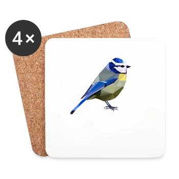 Blaumeise im Polygonstil - Meise heimischer Vogel - Untersetzer (4er-Set) - Weiß - Vorne