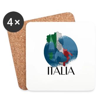 Italia , Italien ,Football, Fußball Fan Flagge - Untersetzer (4er-Set) - Weiß - Vorne