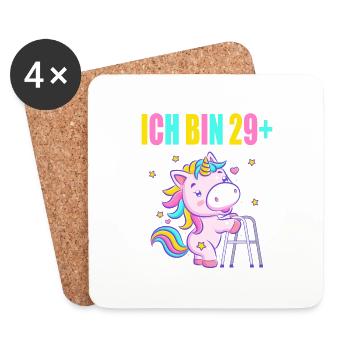 30 Jahre Einhorn ich bin 29+ 30. Geburtstag - Untersetzer (4er-Set) - Weiß - Vorne
