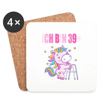 40 Jahre Einhorn ich bin 39+ 40. Geburtstag - Untersetzer (4er-Set) - Weiß - Vorne