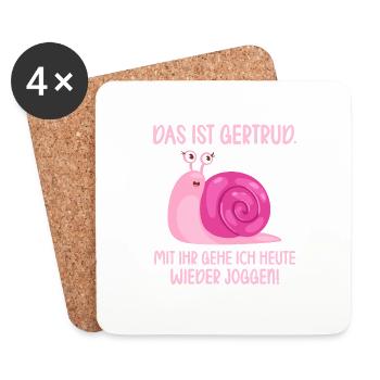 Das ist Gertrud mit ihr gehe ich joggen lustiges - Untersetzer (4er-Set) - Weiß - Vorne