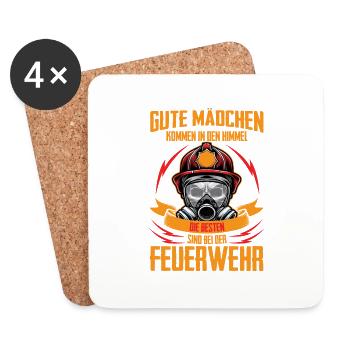 Gute Mädchen werden Feuerwehrfrau - Untersetzer (4er-Set) - Weiß - Vorne