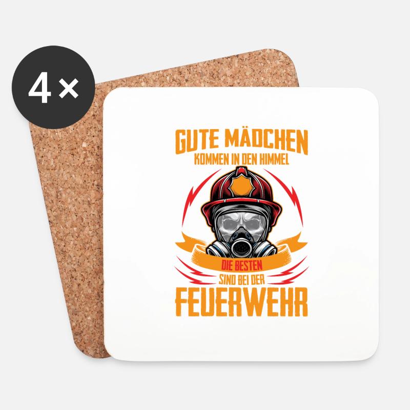 Gute Mädchen werden Feuerwehrfrau - Untersetzer (4er-Set) - Weiß