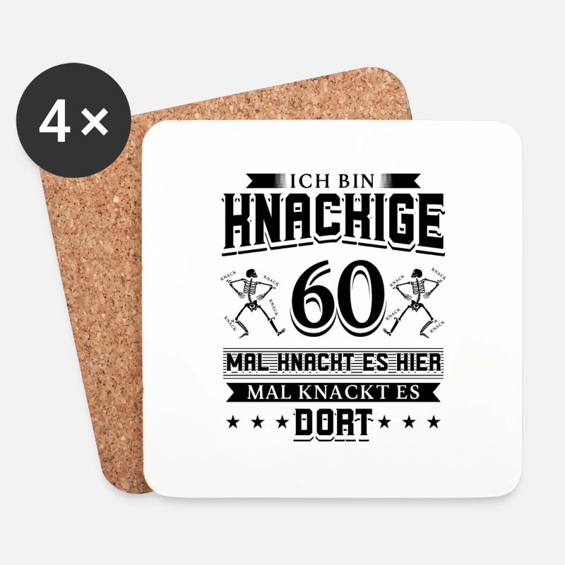 60 Geburtstag Mann - Untersetzer (4er-Set) - Weiß