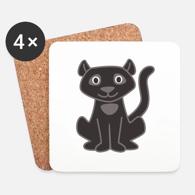 Panther - Untersetzer (4er-Set) - Weiß