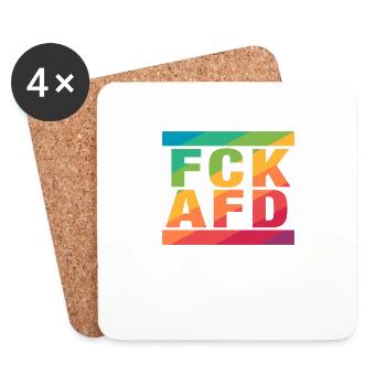 Contre les nazis - FCK AFD - Contre la droite - LGBTQ - Dessous de verre (lot de 4) - blanc - Devant
