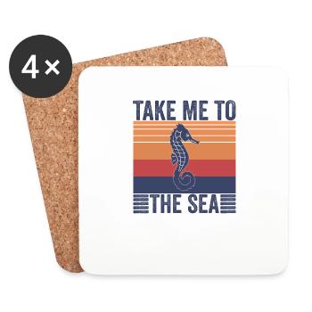 Sea horse sea sunset gift - Coasters (set of 4) - white - Front