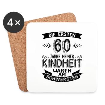 60 Geburtstag Mann - Untersetzer (4er-Set) - Weiß - Vorne