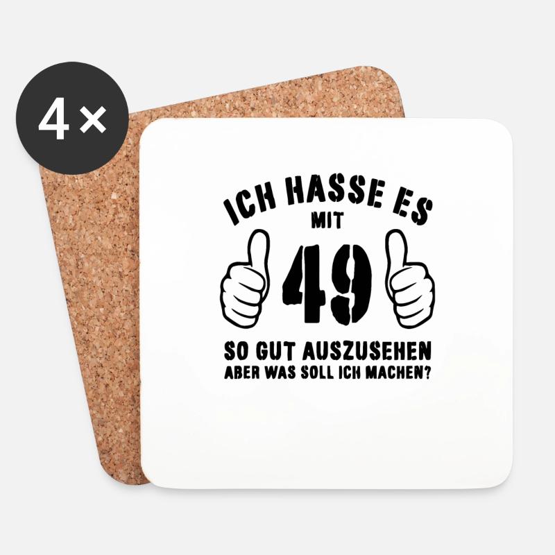 49. Geburtstag Geschenkidee Lustiger Spruch - Untersetzer (4er-Set) - Weiß